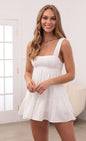Lucy In The Sky Shimmer Striped Square Neckline Dress in White