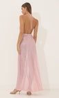 Lucy In The Sky Cowl Neck Maxi Dress in Pink Sequin