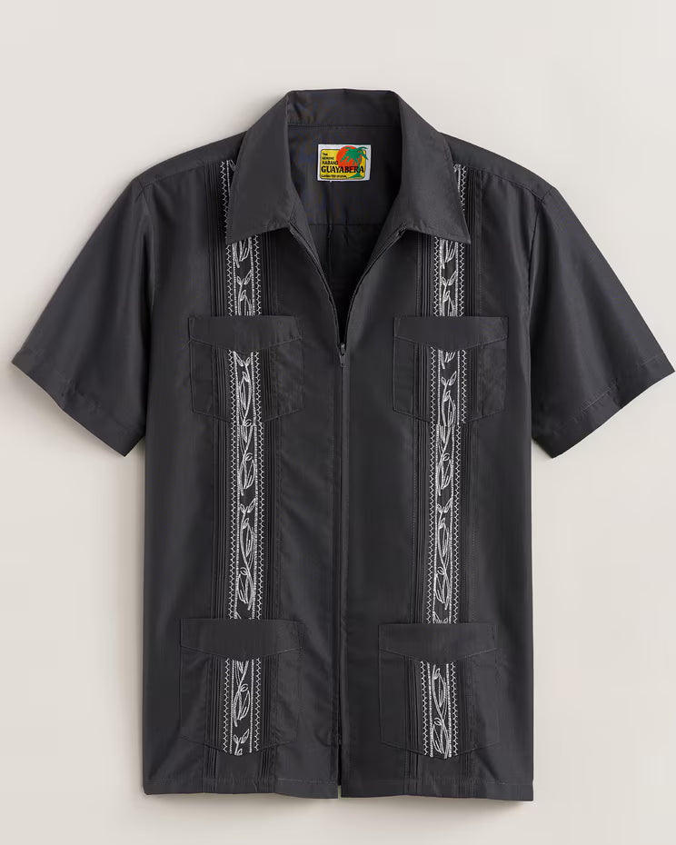 BLAIR Haband Men’s Zip Front Guayabera Shirt