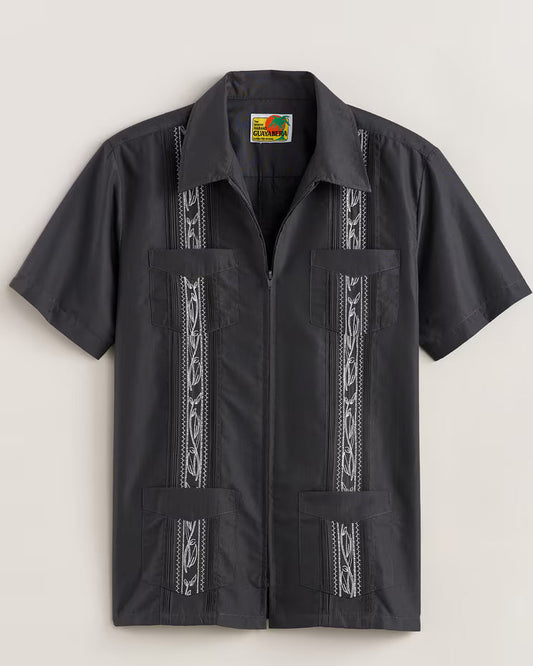 BLAIR Haband Men’s Zip Front Guayabera Shirt
