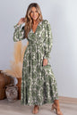 Cupshe Damask Long Sleeve V-Neck Maxi Dress