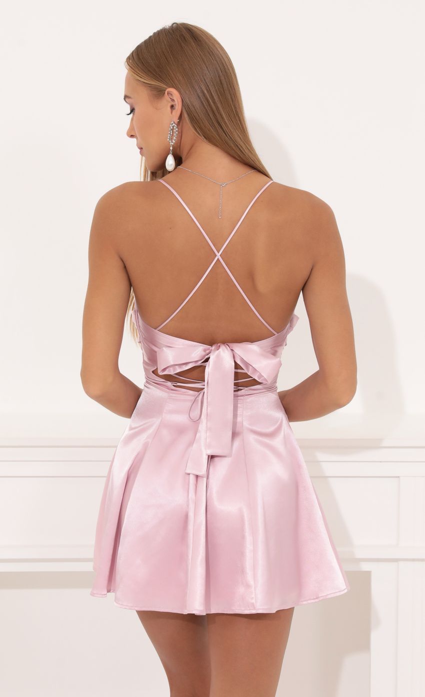 Lucy In The Sky Draped A-Line Dress in Pink