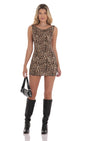 Lucy In The Sky Open Back Bodycon Dress in Cheetah Print