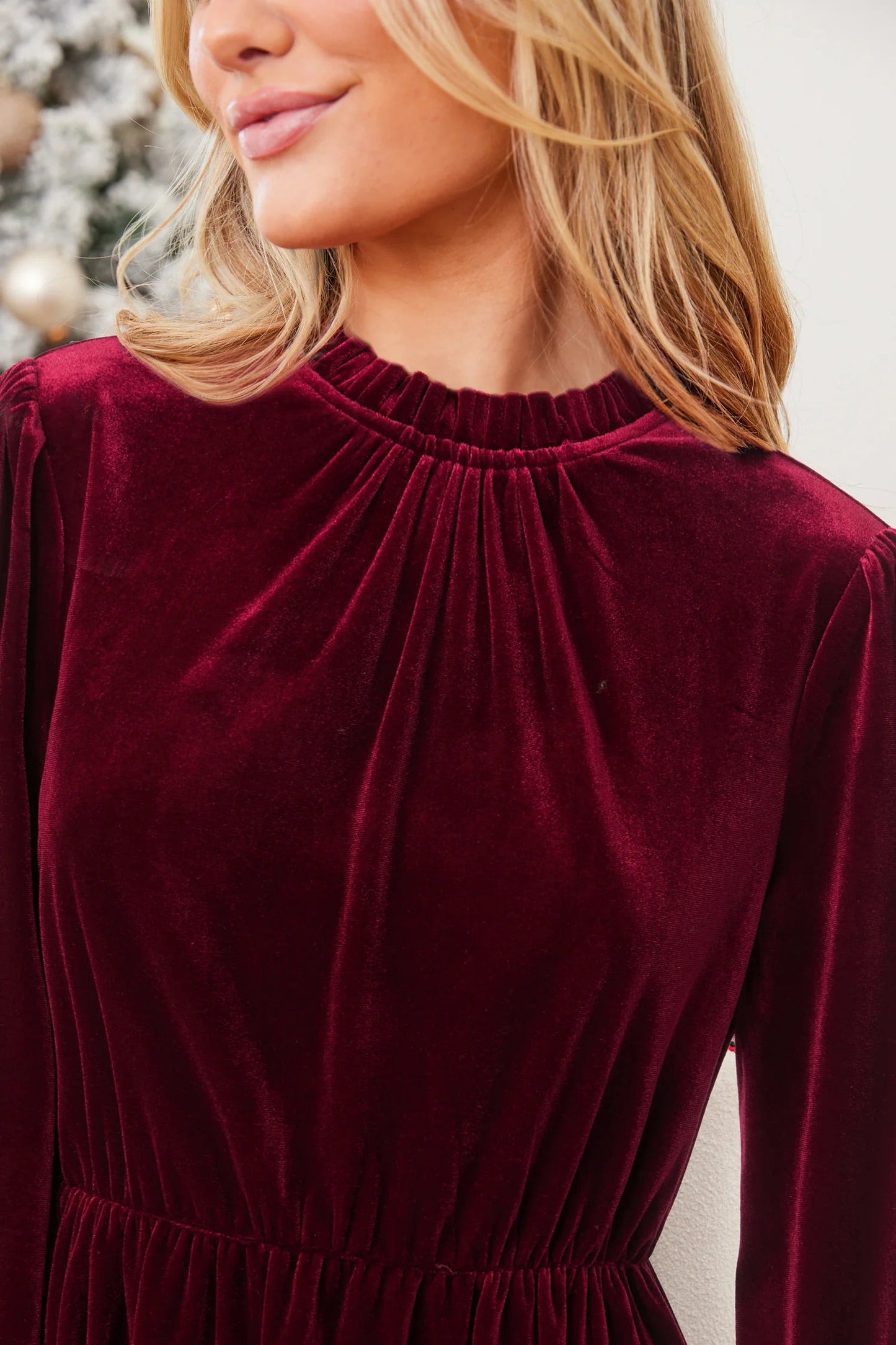 Cupshe Red Velvet Long Puff Sleeve Mini Dress (x2)