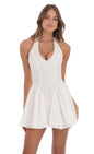 Lucy In The Sky Floral Eyelet Halter Dress in White