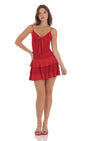 Lucy In The Sky Lace Ruffle Bow Dress in Red