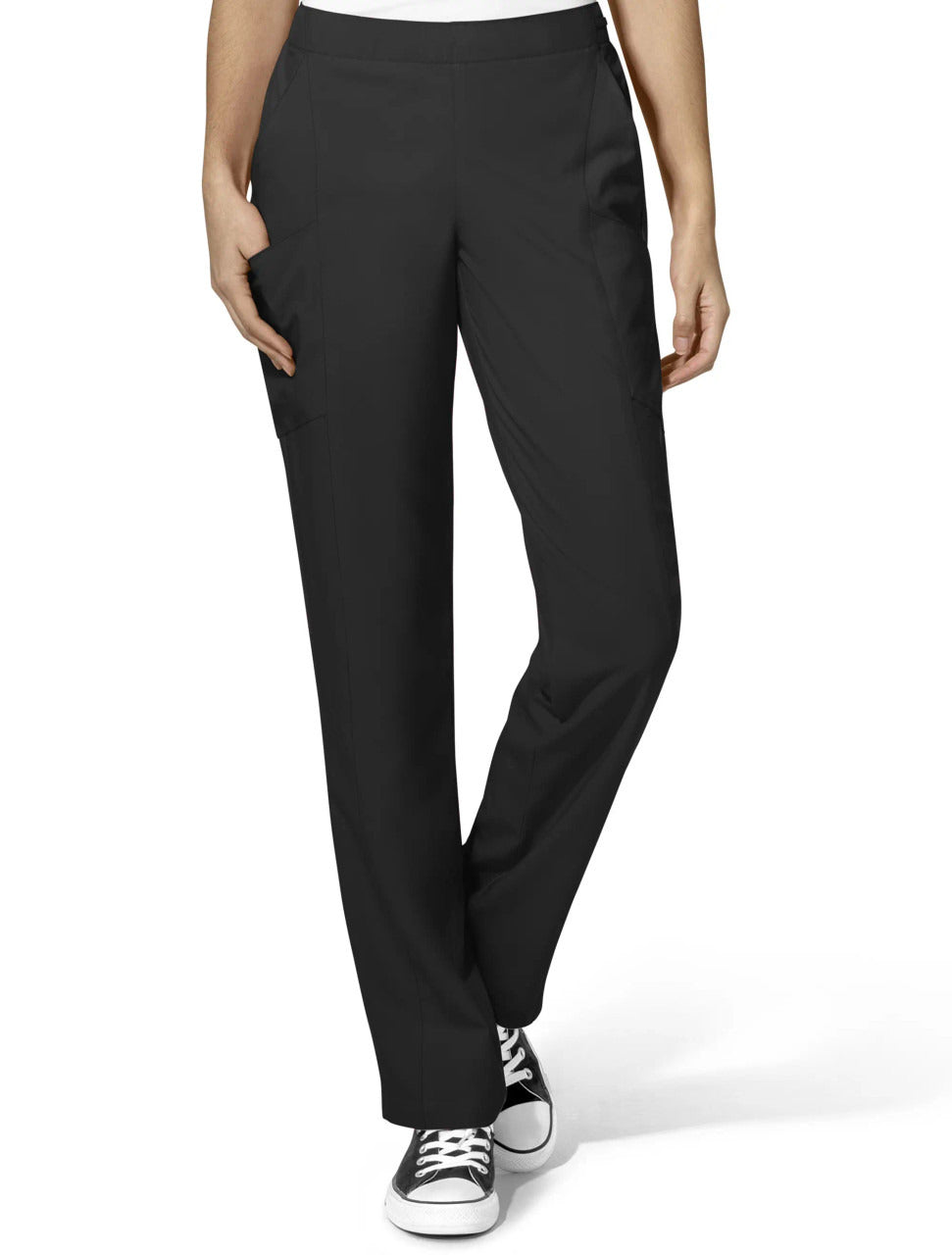 Wink W123 Women's Flat Front Cargo Pant - Black