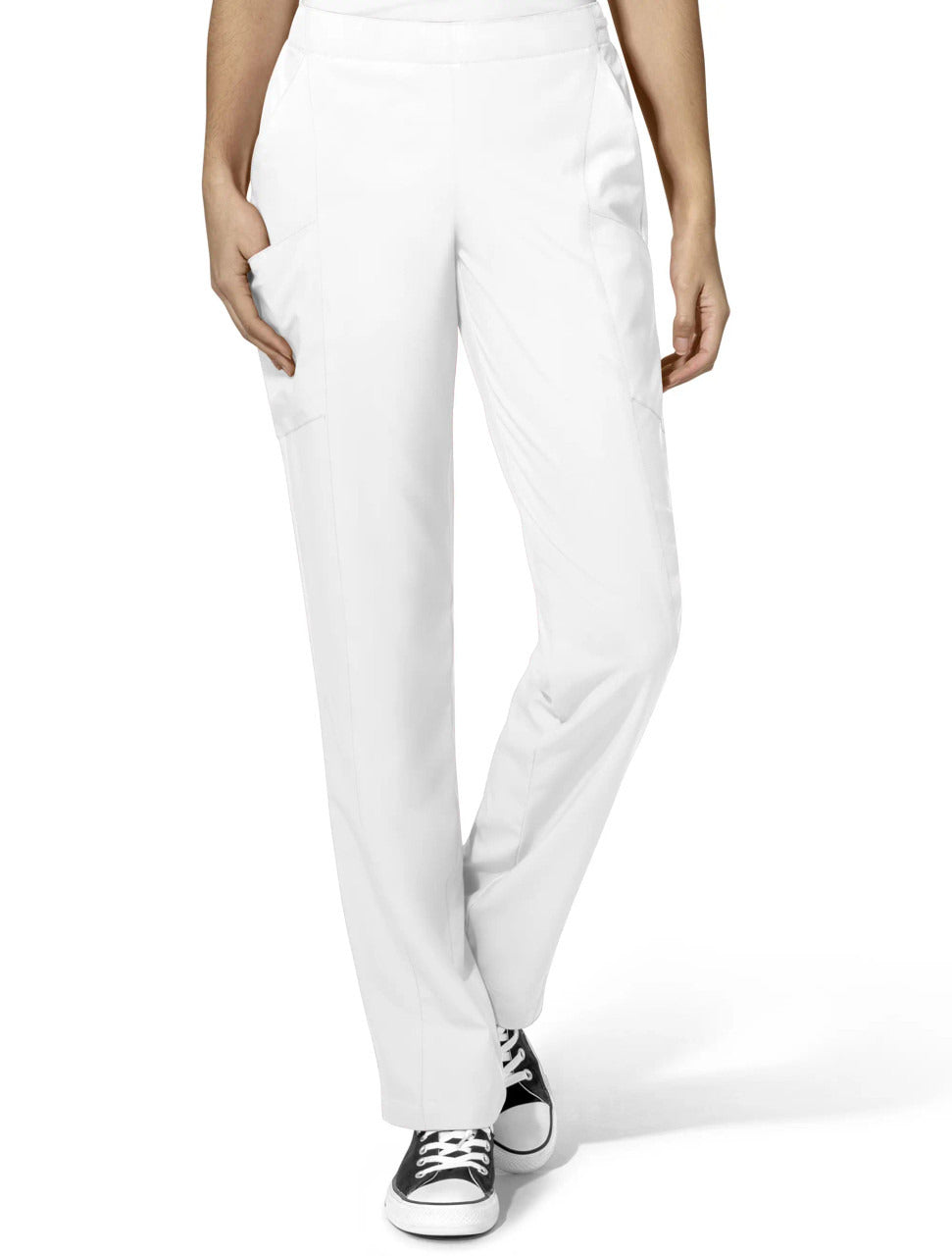 Wink W123 Women's Flat Front Cargo Pant - White