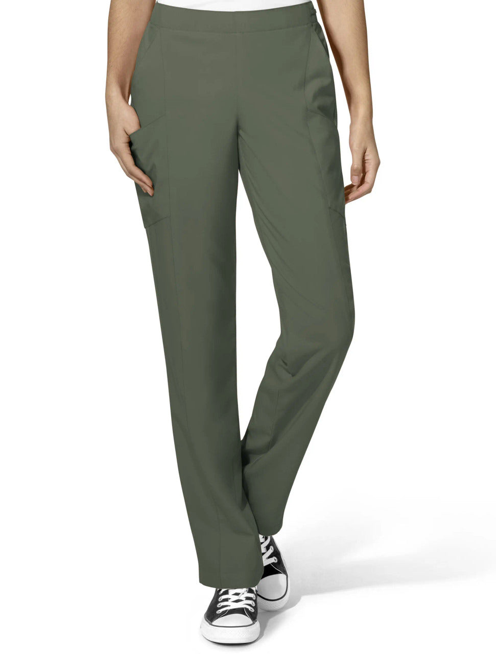 Wink W123 Women's Flat Front Cargo Pant - Olive