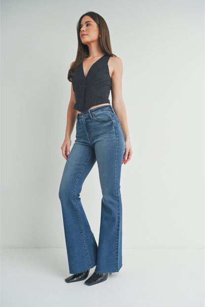 Ruby & Jenna Women's Just Black- Mid Rise Straight Bootcut