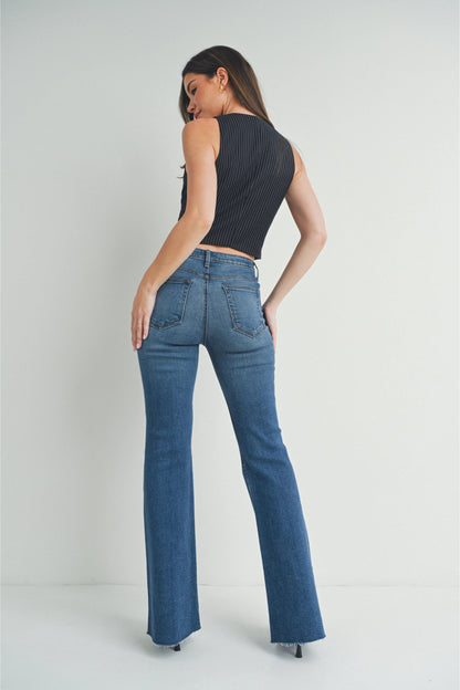 Ruby & Jenna Women's Just Black- Mid Rise Straight Bootcut