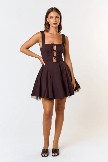 Ruby & Jenna Women's Square Neck Mini Dress