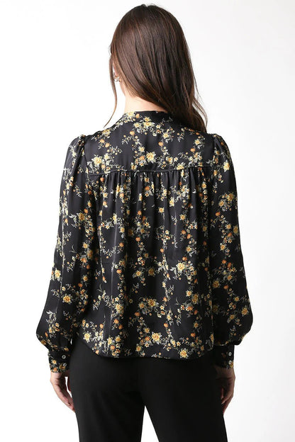 Ruby & Jenna Women's Long Sleeve Printed Top