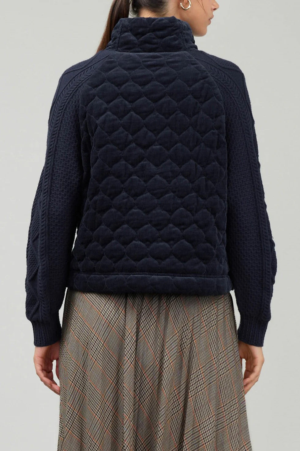 Ruby & Jenna Women's Sweater Combo Jacket - navy