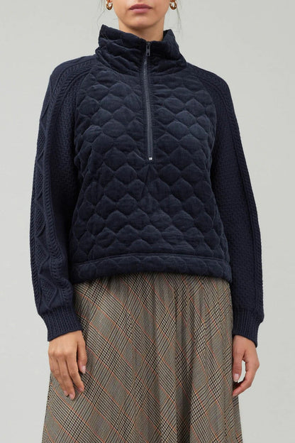 Ruby & Jenna Women's Sweater Combo Jacket - navy