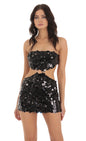 Lucy In The Sky Sequin Cutout Dress in Black