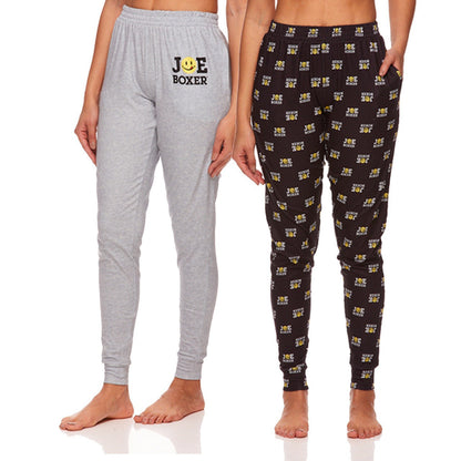 Joe Boxer Women's2-Pack Block Logo Print Jogger Pant Set