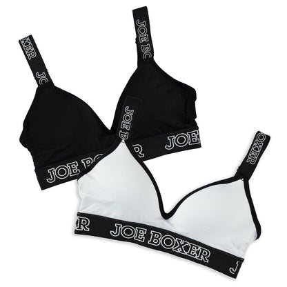 Joe Boxer Women's 2-Pack Seamless Solid Microfiber Logo Bra