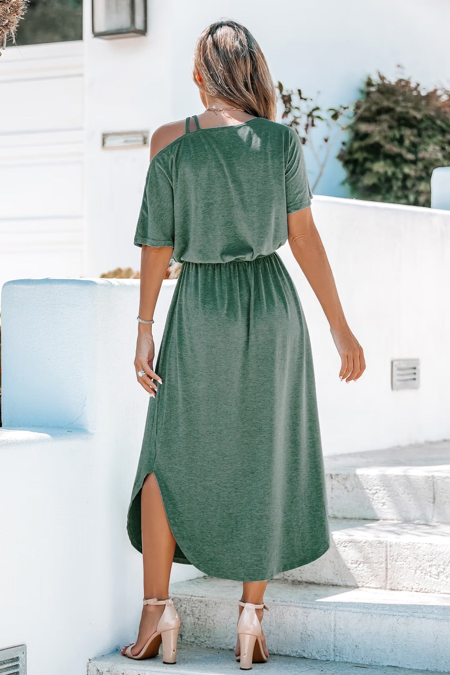 Cupshe Green Off-Shoulder Midi Jersey Dress (x2)