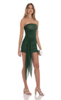 Lucy In The Sky Mesh Tie Tassel Bodycon Dress in Green
