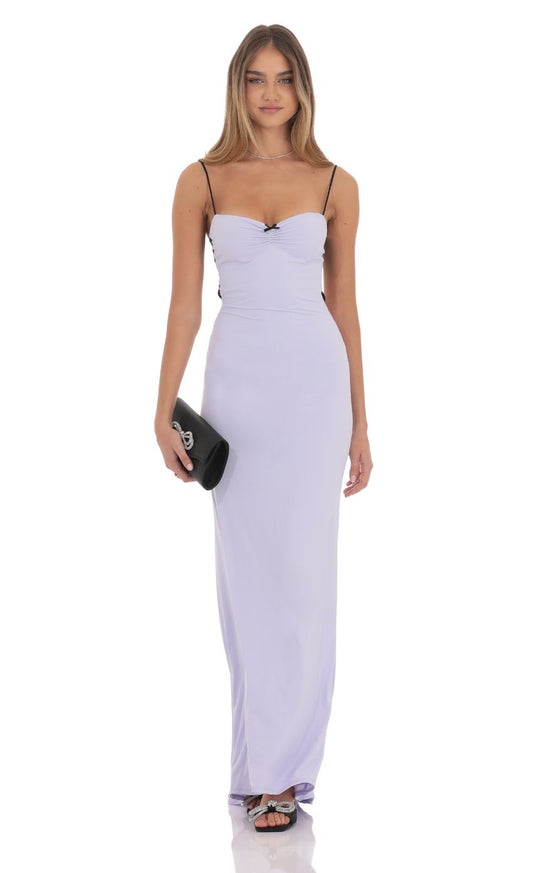 Lucy in the Sky Open Back Two-Toned Maxi Dress in Lavender