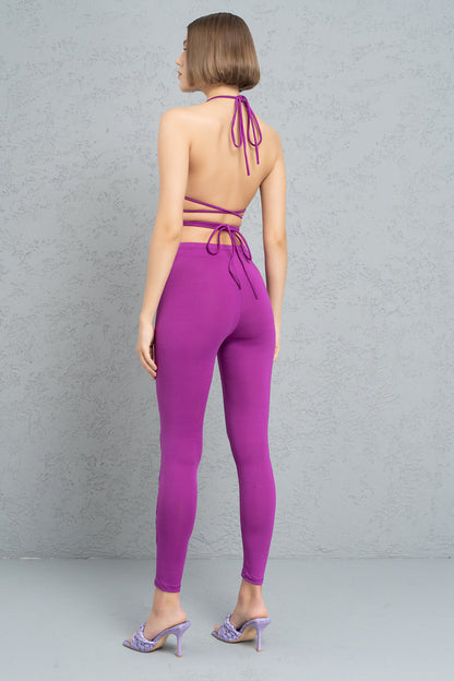 Kikiriki Women's Magenta Strappy Triangle Top & Leggings Set