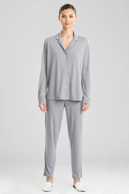 Natori Shangri-La TENCEL Long Sleeve Notch PJ - Heather Grey