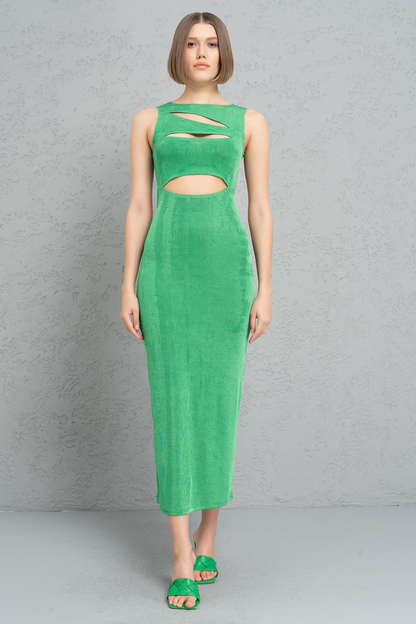 Kikiriki Women's Kelly Green Cut Out Sleeveless Dress