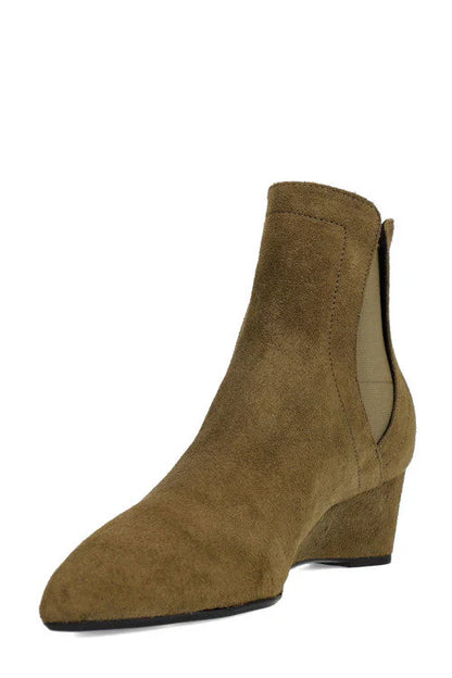 Natori Gaisha-Su Suede Wedge Bootie - Olive