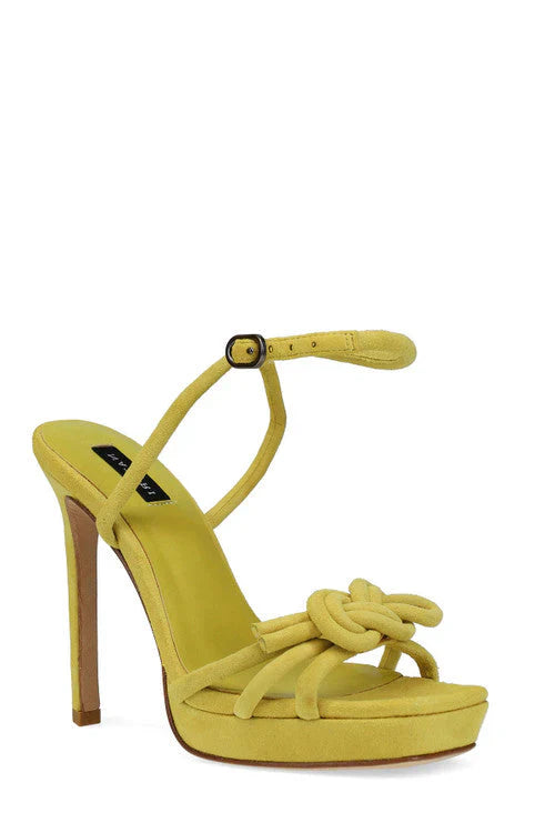Natori Chizu Suede Knotted Bow Platform Heel - Citron