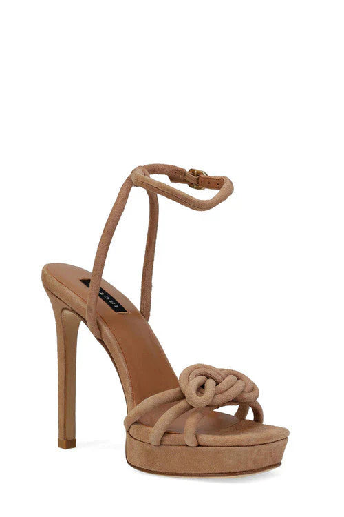 Natori Chizu Suede Knotted Bow Platform Heel - Doe