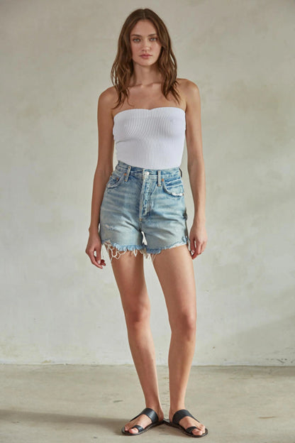 Ruby & Jenna Women's Ribbed Tube Top