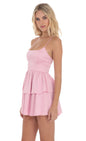 Lucy In The Sky Satin Ruffle Dress in Pink