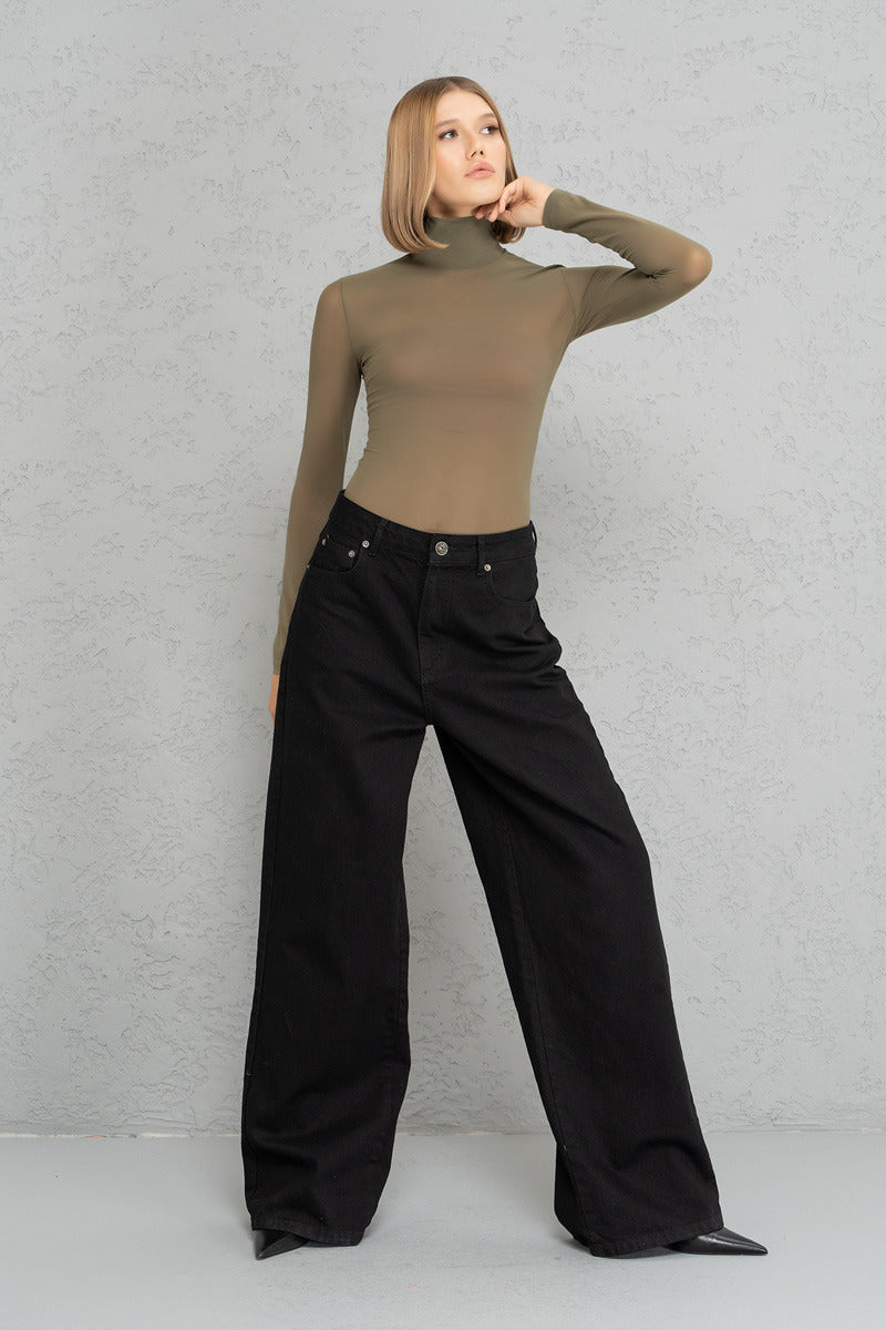 Kikiriki Women's Black High-Waist Wide-Leg Pants