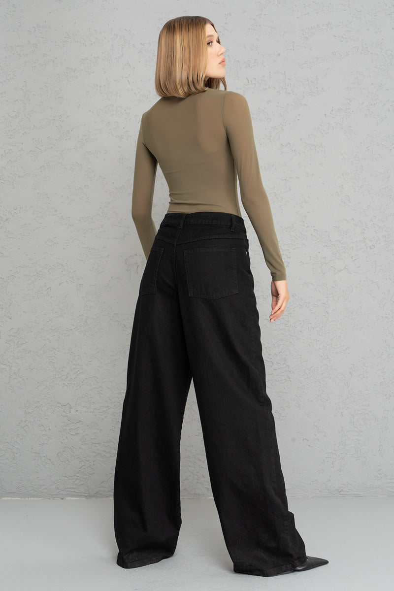 Kikiriki Women's Black High-Waist Wide-Leg Pants