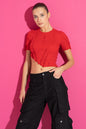 Kikiriki Women's Red Asymmetric Crop Top