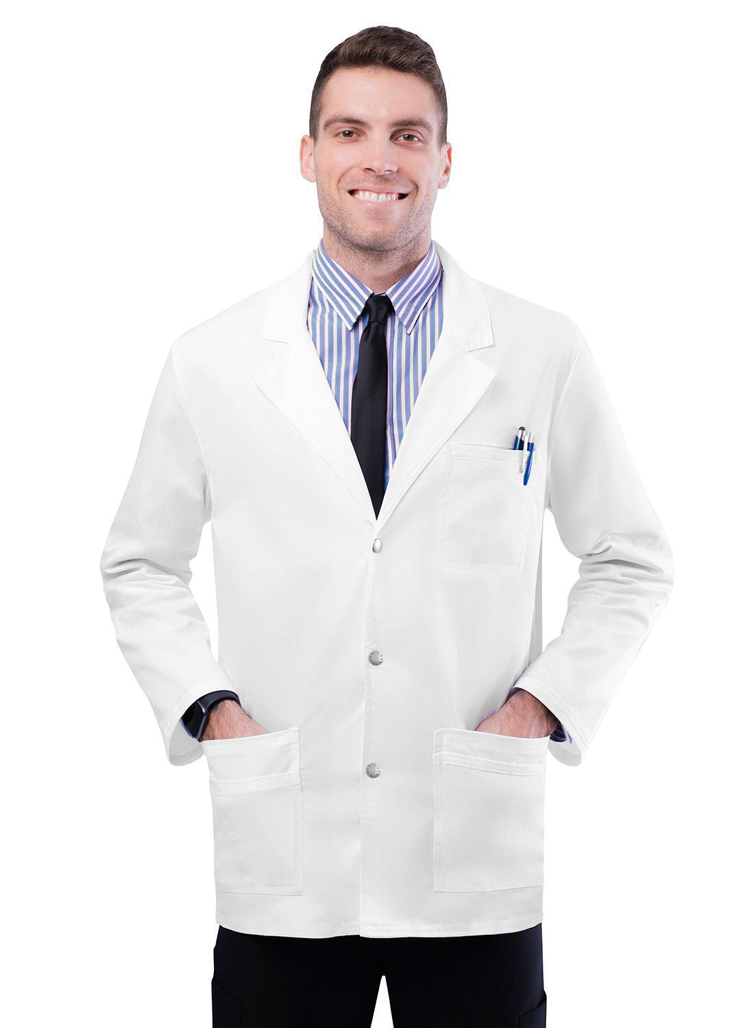 Adar Mens 31" Snap Front Lab Coat