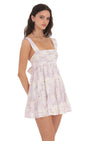Lucy In The Sky Floral and Bird Babydoll Dress in White