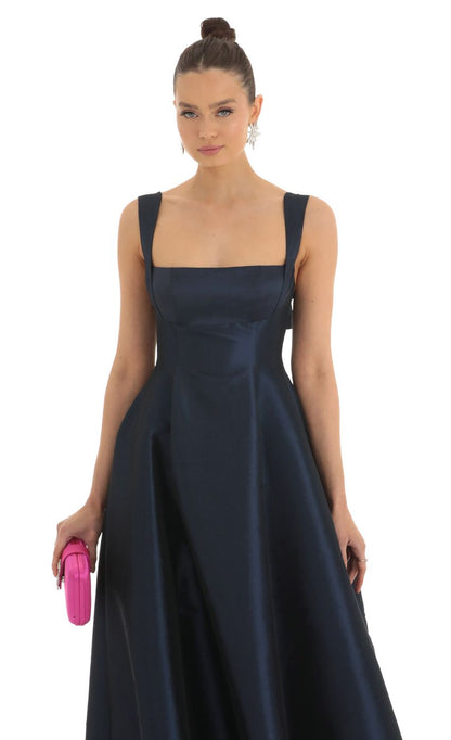 Lucy In The Sky Fit and Flare Maxi Dress in Navy