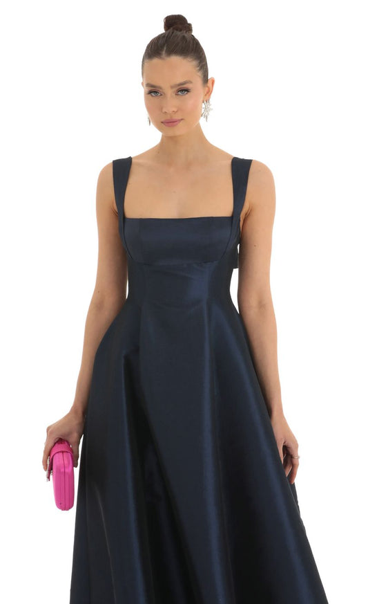 Lucy In The Sky Fit and Flare Maxi Dress in Navy
