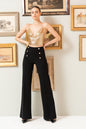 Kikiriki Women's Button-Front Wide Leg Pants In Black
