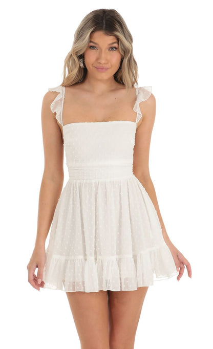 Lucy In The Sky Dotted A-line Dress in White