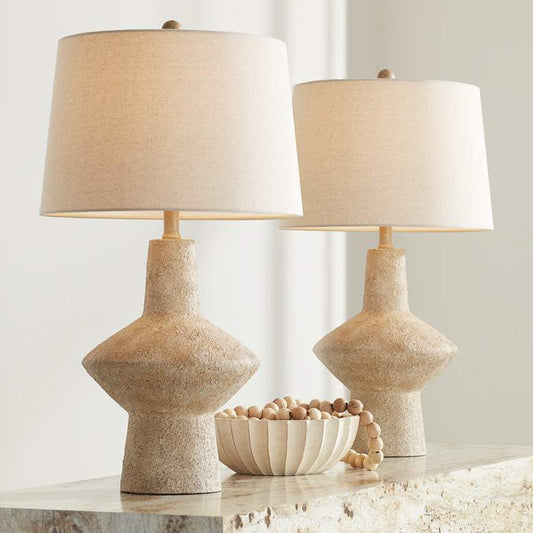 Lamps Plus 360 Lighting Cozumel 26 3/4" Rustic Beige Modern Table Lamps Set of 2