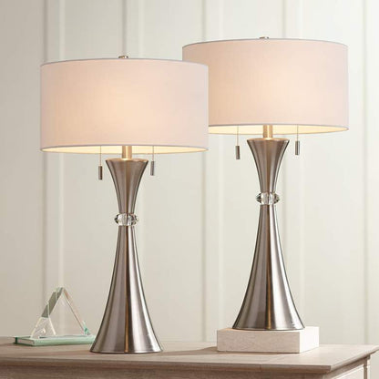 Lamps Plus 360 Lighting Rachel 28" Metal Column Modern Table Lamps Set of 2