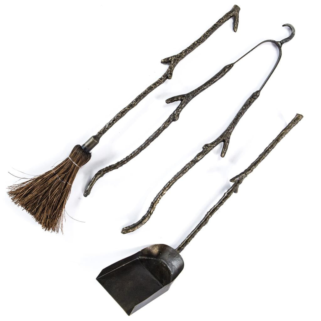 Cracker Barrel Iron Branch and Pinecone Fireplace Tool Set