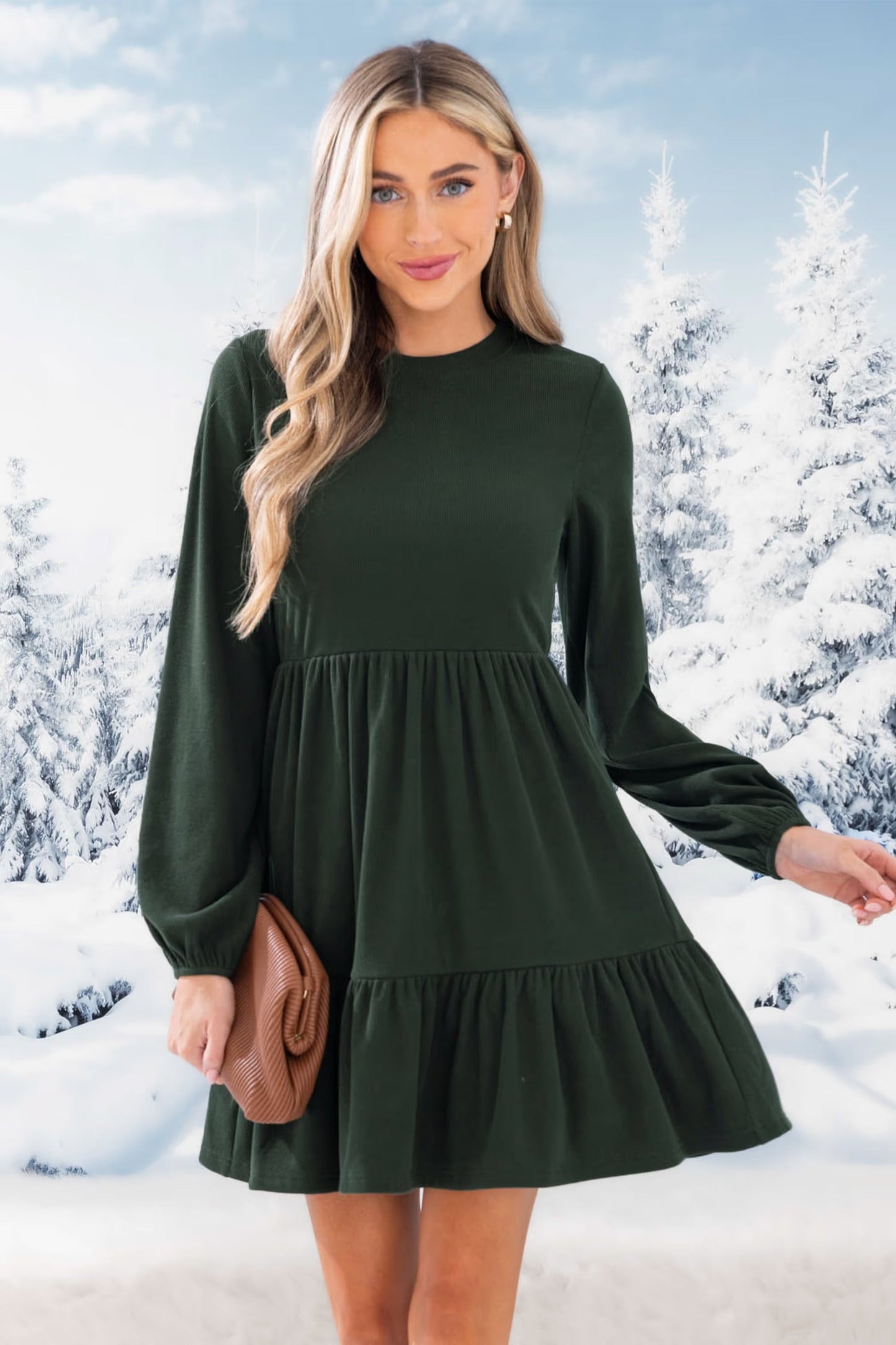 Cupshe Bubble Sleeve Round Neck Dress(x2)