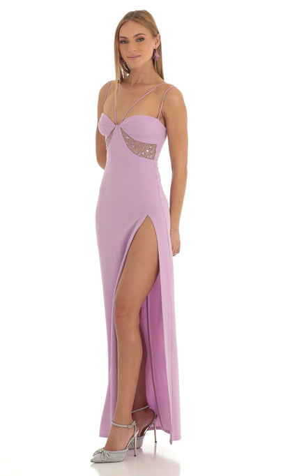 Lucy in the Sky Sequin Cutout Maxi Dress in Purple
