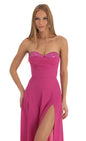 Lucy In The Sky Sequin Bust Crepe Maxi Dress in Hot Pink