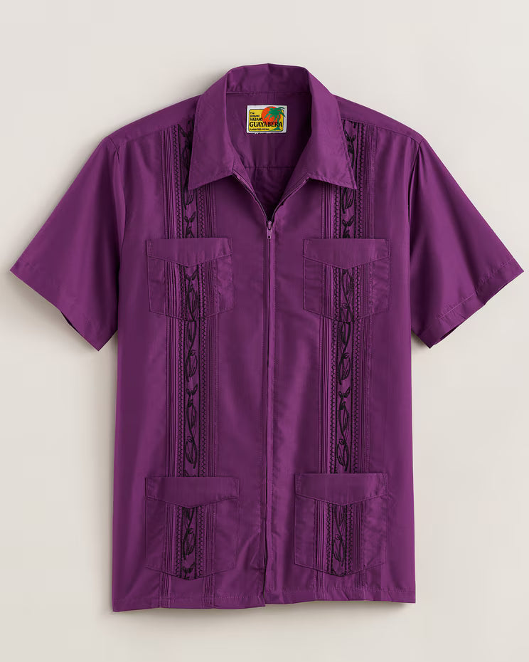 BLAIR Haband Men’s Zip Front Guayabera Shirt