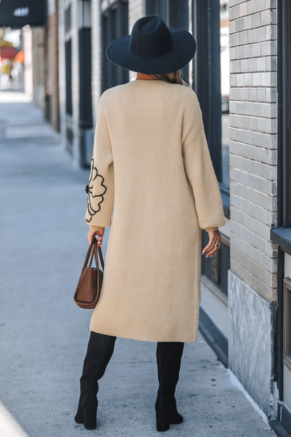 Cupshe Brown Open Front Long Sleeve Knit Duster